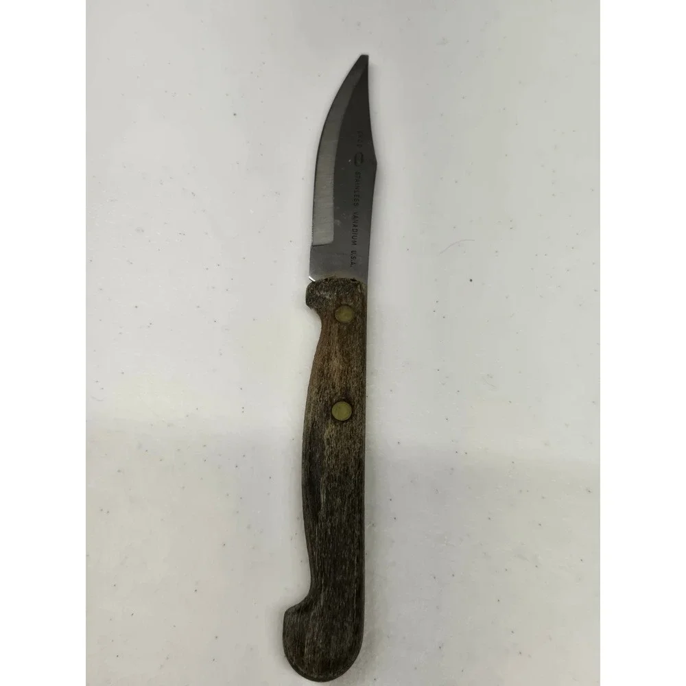 Vintage EKCO Paring Knife Stainless Vanadium USA Wood Handle Clip Point Blade